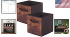 Retro Wood Pattern Foldable Storage Bins - 2 Pack For Stylish Organization