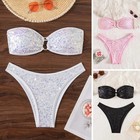Womens Sexy Sequined Bandeau Bikini Set Brazilian Swimwear Push Up Bathing Suits
