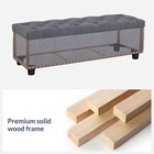 47  Inch Rectangular Storage Linen Ottoman Bench Tufted Footrest Lift Top  Gray