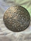 Antique 6    Round Webster Floral Scrolling Sterling Silver   Glass Trivet