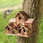 Bird Houses For Outside Clearance 6 Holes Hanging Birdhouse Wood Craft