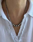 Graduated Sterling Silver Navajo Pearls Necklace  Large 12mm - 4mm Beaded Choker