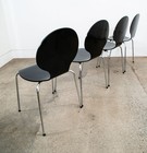Mid Century Modern Chair Set 4 Dining Fritz Hansen Style Black Vintage Round Mcm