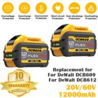 12ah Dcb609-2 For Dewalt Dcb615 20v 60v Max Flexvolt  Li-ion Battery