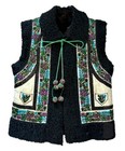 Antique Traditional Ukrainian Beaded Flowers Suede Leather Vest Wool Beautiful 