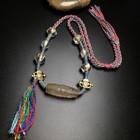 Rare Tibetan Buddhism Crystal 9 Eyes Totem Dzi Bead Amulet Necklace Pendant G734