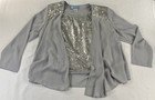 Women s 3 Pc Formal Dressy Pants Suit Silver Sequins And Smoke Gray Size 14 Mob