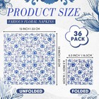 36 Pack 9 Styles Decoupage Napkins Assorted Blue And White Floral Napkins