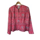 Adrianna Papell Vintage Blazer Jacket Lined Size 14 Pink Floral 100  Silk Spring