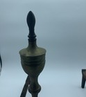 Vintage Antique Fire Dogs Andirons Fireplace Brass 18 5     Tall Dull Unpolished