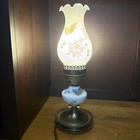 Boudoir Light Table Lamp Milk Glass Brass    butterflies 13 5    Vintage