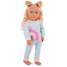 Our Generation Gillian 18  Doll With Pink Dress   Rainbow Pajama Outfit