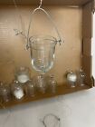 Hanging Votive Tea Light Holders  Clear Glass And Wire Hangers  Set Of 6
