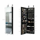 Wall   Door Mounted Mirrored Jewelry Cabinet Storage Organizer W  Lights drawer