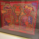 Vintage Panama Kuna Mola Man Woman Couple Handmade Textile Folk Art Framed
