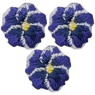 3-pack Pansy Applique Patch - Mini Embroidered Purple Flower Badge  75  Iron On