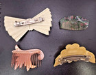 Vintage Hair Comb And Clips Lot 80s 90s Beaded Floral Scroll Bow Big
