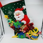 Bucilla 18    Handmade Felt Christmas Stocking Santa   s Sleigh Beaded Finished