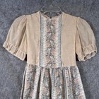 Vtg 70s Kate Greenaway Maxi Dress Girls 12 Cottagecore Prairie Lace Floral