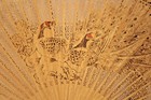 Vintage Folding Wooden Hand Fan Delicate Lattice Cut With Peacocks 9  X 16 