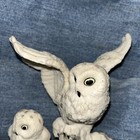 Snowy Owl Parent Chick Wings Open Wildlife Birds Vintage Resin Figurine