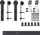 Vancleef 5-16ft Antique Double Barn Wood Door Hardware Track Rail Kit Black