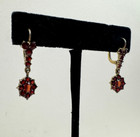 Antique Victorian Genuine Dark Red Garnets Rose Cut Earrings Old Estate Pierced