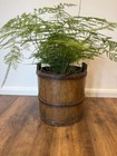 Antique 19th Century Coopered Wood   Cast Iron Well Bucket Planter Or Log Bin