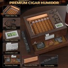 Cigar Humidor  Glass Top Humidor Box With Digital Hygrometer humidifier walnut 