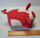 Vintage Cutter Quilt Pig Drunkard s Path Stuffed Red   White Button Nose