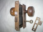 Antique Victorian Era Door Hardware With Wood Doorknobs
