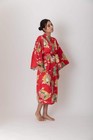 Japanese Kimono Women Beautiful Crane Cotton Sateen Short Robe Made In Japan