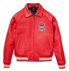 Mens Avirex Red Real Bomber American Flight Jacket Leather Jacket  Gift For Him