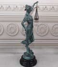 Lady Justice Bronze Statue Woman Sculpture Lawyer Green Patina Marble Art Law