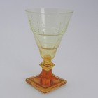 Vintage Pukeberg Wine Goblet Feathers Sweden Topaz Vaseline Glass Jules Venon