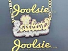 Personalized 14k Gold Plated Glitter Name Plate Chain  Necklace Any Name color 