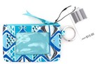 New Nwt Vera Bradley Go Fish Blue Aqua Teal Zip Id Case   Lanyard Key Ring Set