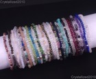 Natural Faceted Round Gemstone 2mm 3mm 4mm Handmade Beads Stretchy Bracelet 925