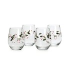 Winterberry 20oz Stemless Wine Glass Set Of 4 Holiday Entertaining Glassware New