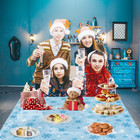 4pcs Christmas Tablecloth Blue Snowflake Xmas Party Table Cover Snowflake Tablec