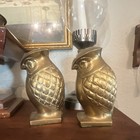 Solid Brass Vintage Owl Bookends  Animal Theme  6 65 Oz