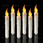 6 12   Led Flickering Flameless Taper Candles Battery Operated With Candle Holder