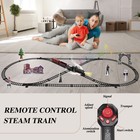 Steam Train Set Remote Control Locomotive Railroad Train Rc Toy Kids Boys Gift