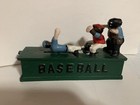 Cast Iron Mechanical Coin Bank Baseball Players Stamped 1995  102571
