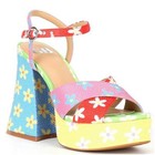 Gb Ulti-mate Floral Rainbow Rhinestone Platform Sandals Retro 70s Nwt Sz 7 5
