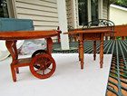 Vintage 1 12 Scale 2-piece Dollhouse Tea   Beverage Cart Drop Leaf   Round Wood