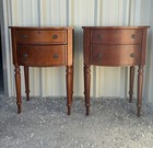 The Bombay Company Federal Style Cherry Bowfront Tables Nightstands Vintage 1997