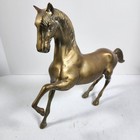 Vintage Solid Brass Horse Statue Equestrian Figurine 12  Tall - 16  Long - 4 Lbs