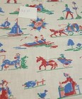Antique Feedsack Lot  2 Partials  18x35 Novelty Print   16x18 Solid Cherry Red