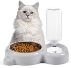 Gray Dog Cat Feeding Bowl Set Food Water Dishes Non Spill Pet Bowls